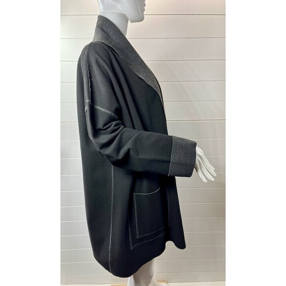 Habitat Black Brushed Fleece Shawl Neckline Oversized Open Lagenlook Jacket Med - Picture 5 of 10